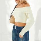 Solid Color Boat Neck Crop Sweater image 6