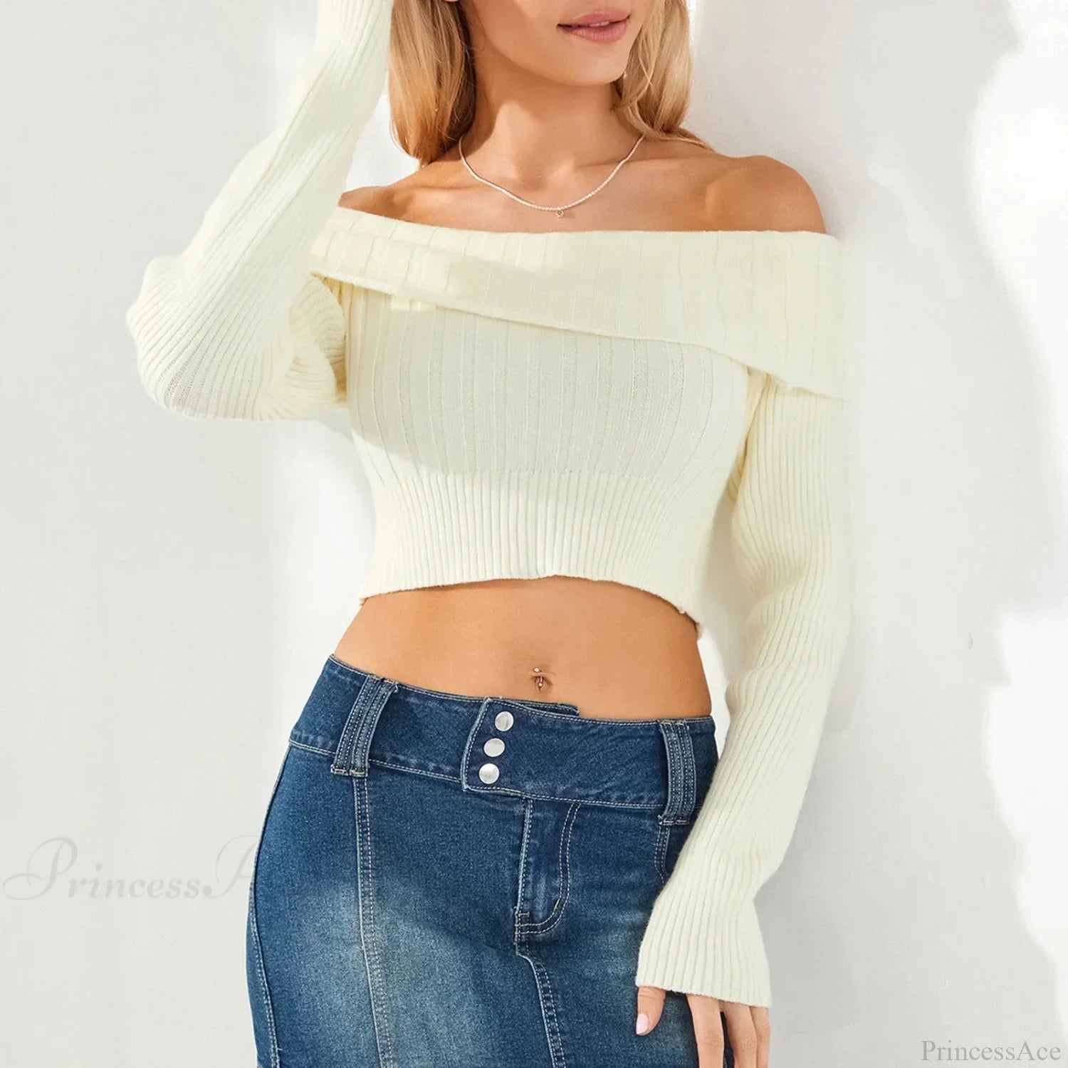 Solid Color Boat Neck Crop Sweater image 5