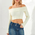 Solid Color Boat Neck Crop Sweater image 7