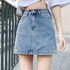 Solid Color Bodycon Jeans Skirt image 2