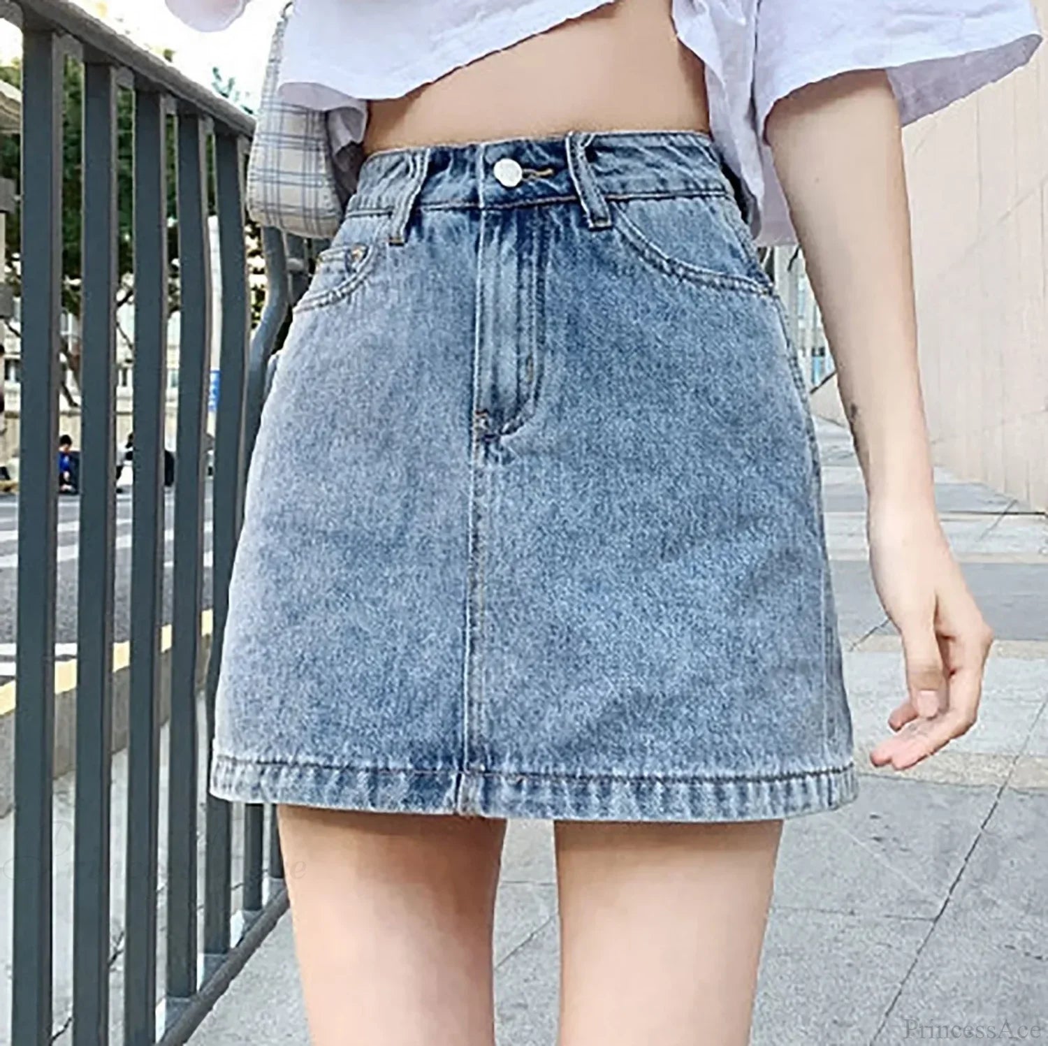 Solid Color Bodycon Jeans Skirt image 2