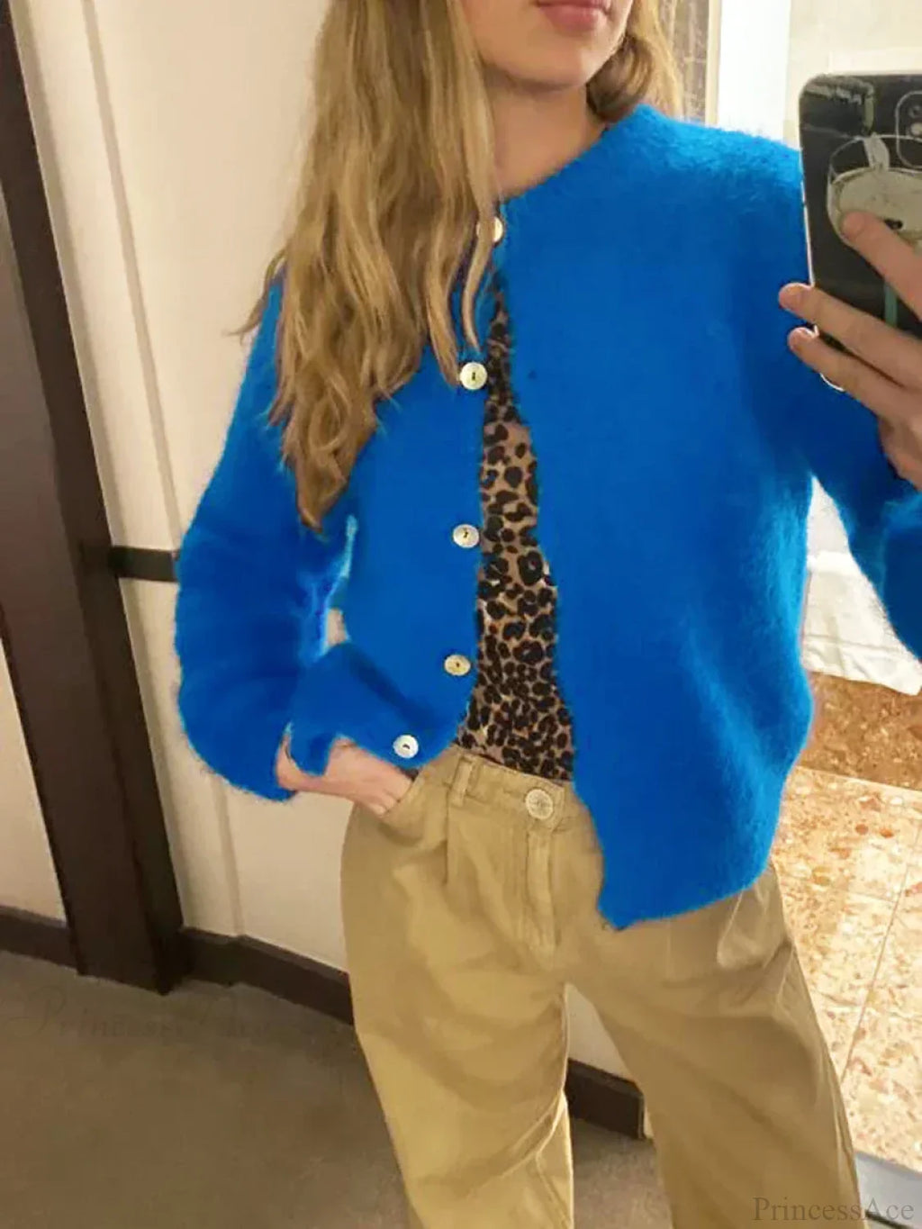Solid Color Button-Down Long Sleeve Cardigan image 5