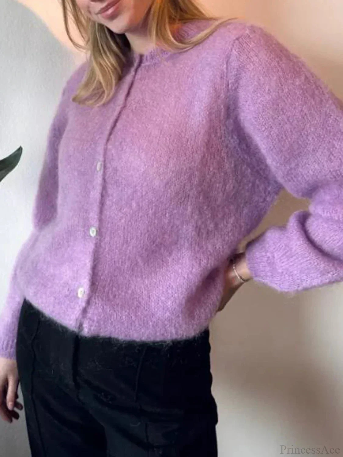 Solid Color Button-Down Long Sleeve Cardigan image 9