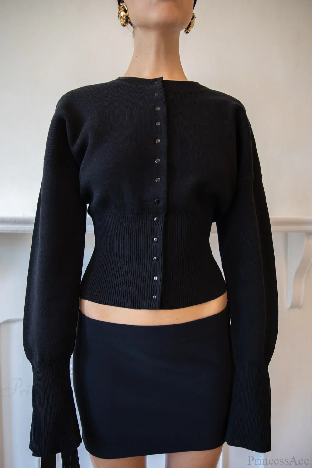 Solid Color Button Long Sleeve Slim Cardigan Sweater image 7