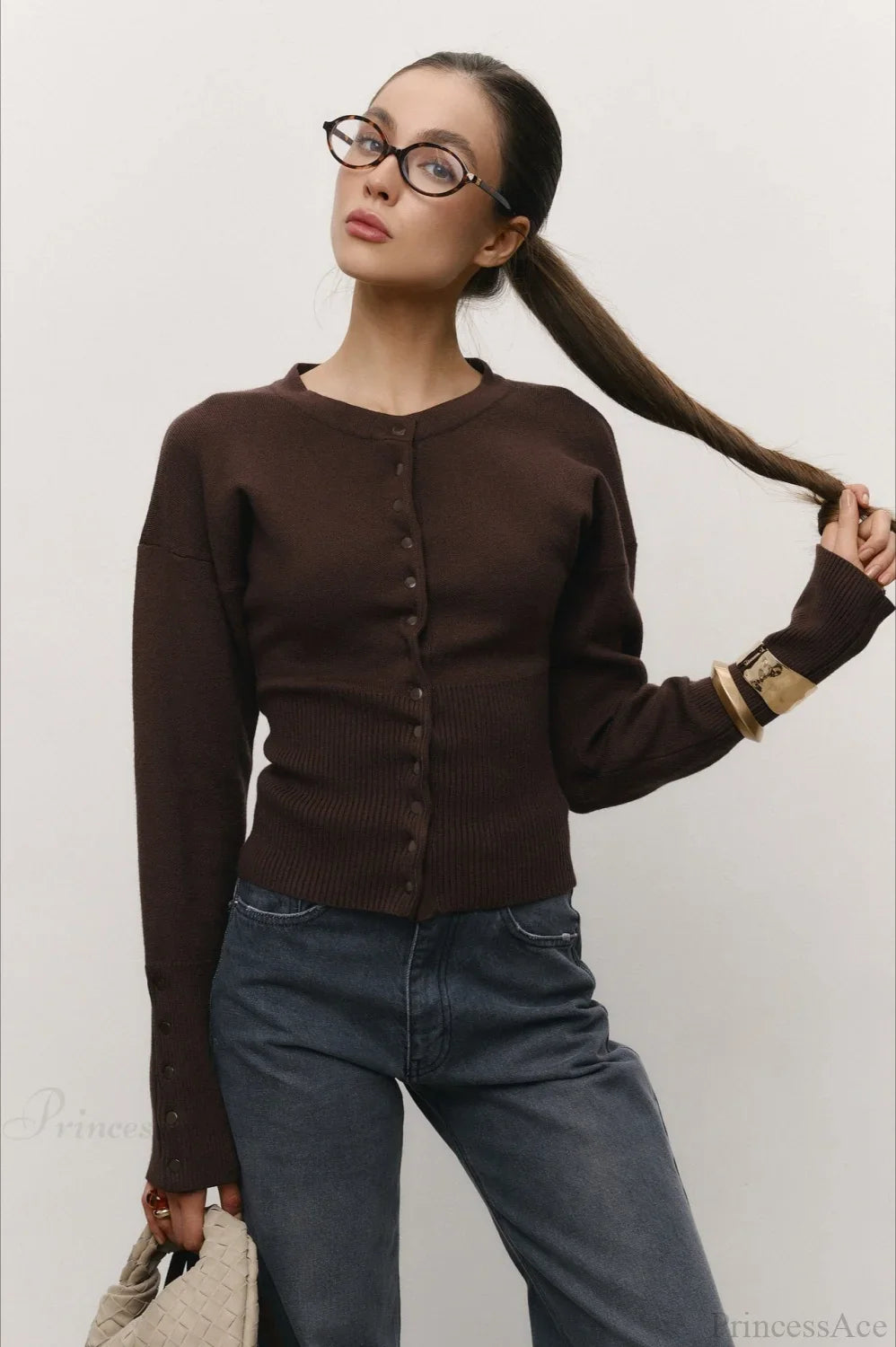Solid Color Button Long Sleeve Slim Cardigan Sweater image 12