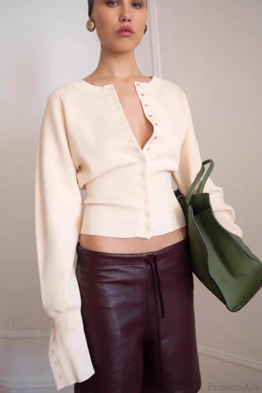 Solid Color Button Long Sleeve Slim Cardigan Sweater image 1