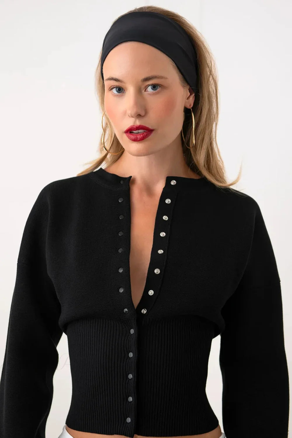 Solid Color Button Long Sleeve Slim Cardigan Sweater image 8
