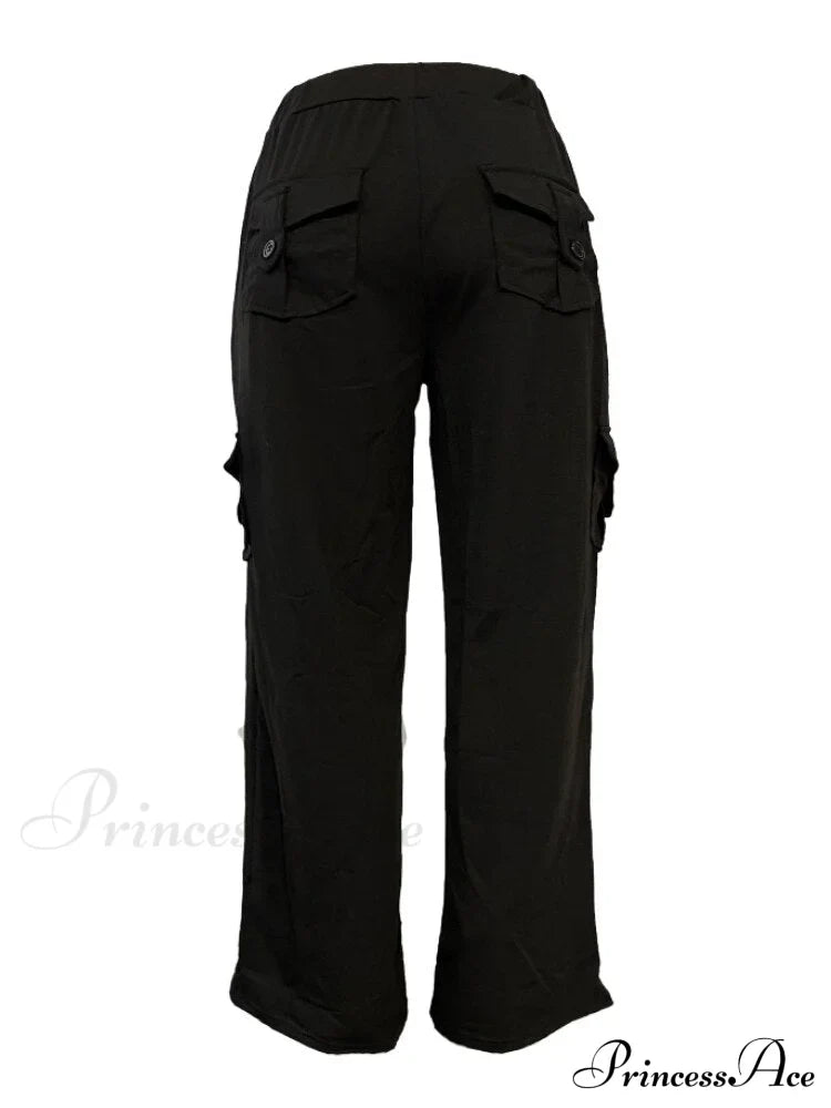 Solid Color Cargo Jogger Drawstring Elastic Waist Trousers image 8