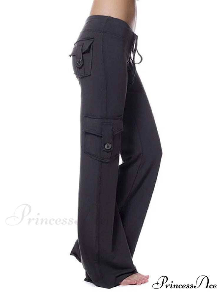 Solid Color Cargo Jogger Drawstring Elastic Waist Trousers image 3