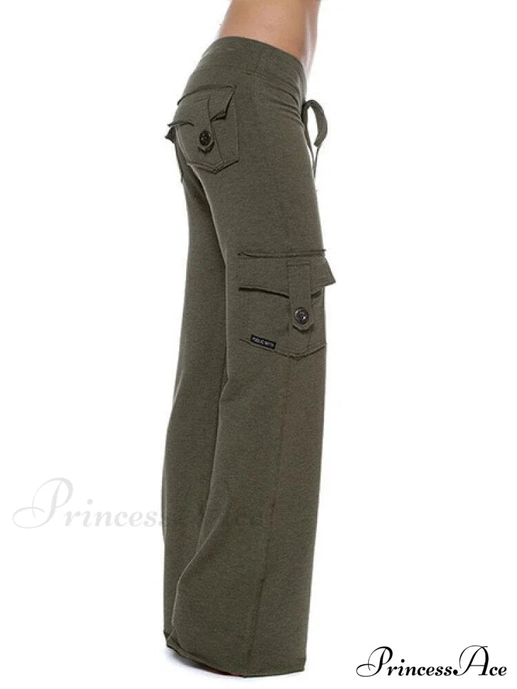 Solid Color Cargo Jogger Drawstring Elastic Waist Trousers image 4