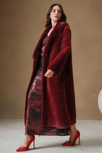 Solid Color Casual Furry Collar Faux Fur Overcoat image 8