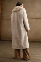 Solid Color Casual Furry Collar Faux Fur Overcoat image 4