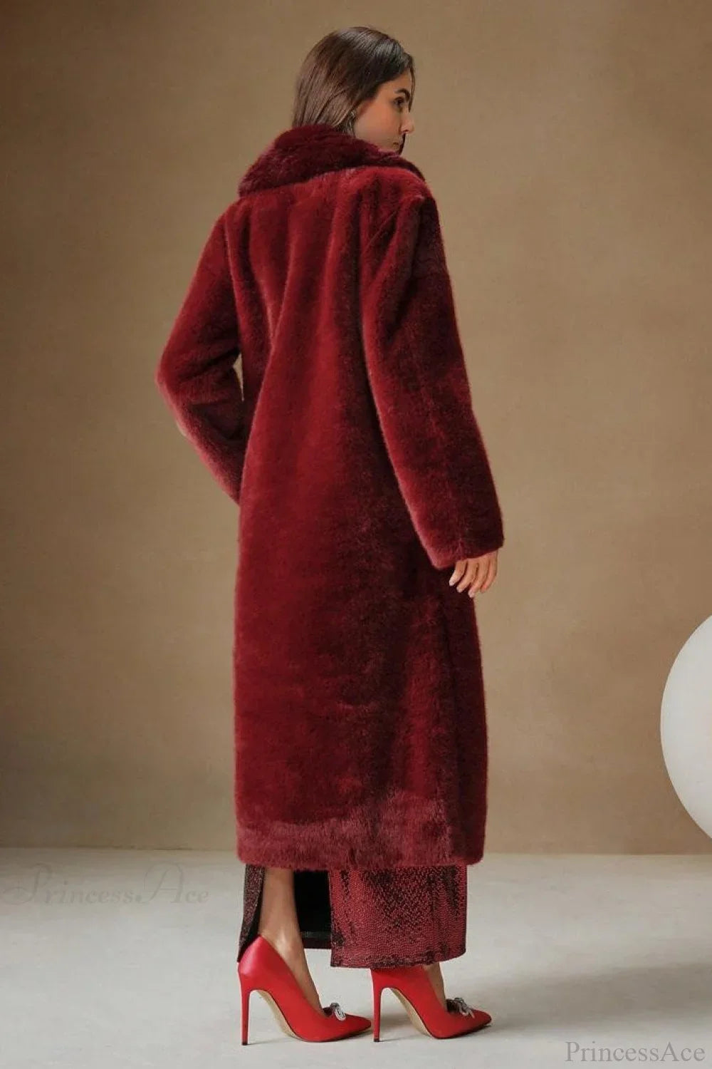 Solid Color Casual Furry Collar Faux Fur Overcoat image 7