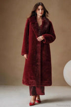 Solid Color Casual Furry Collar Faux Fur Overcoat image 5
