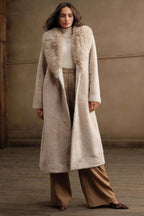 Solid Color Casual Furry Collar Faux Fur Overcoat image 1