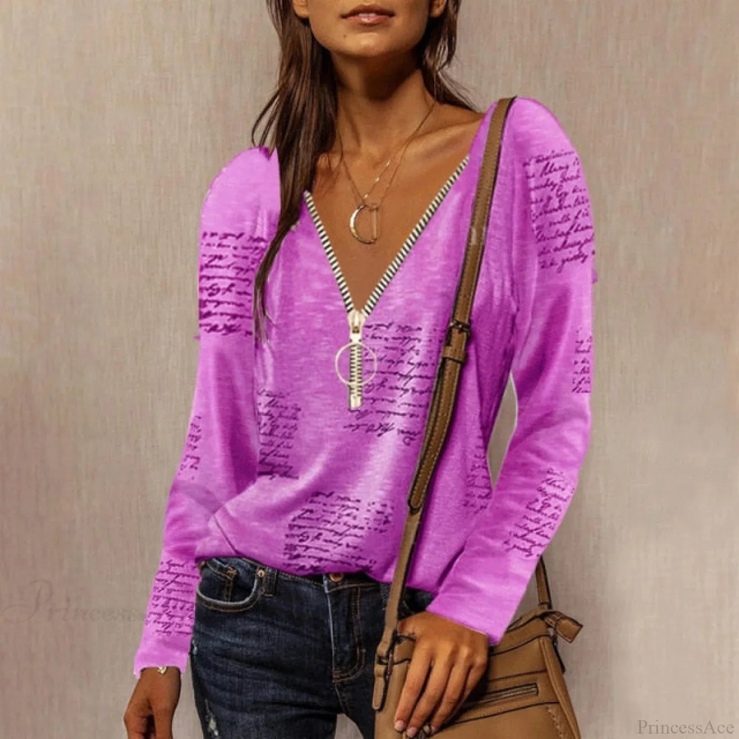 Solid Color Cotton V-Neck Loose T-shirt image 2