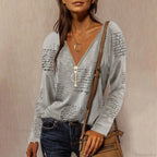 Solid Color Cotton V-Neck Loose T-shirt image 4