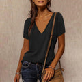 Solid Color Cotton V-Neck Loose T-shirt image 6