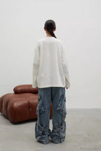 Solid Color Crew Neck Loose Casual Long Sleeve Tee image 4