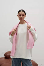 Solid Color Crew Neck Loose Casual Long Sleeve Tee image 6