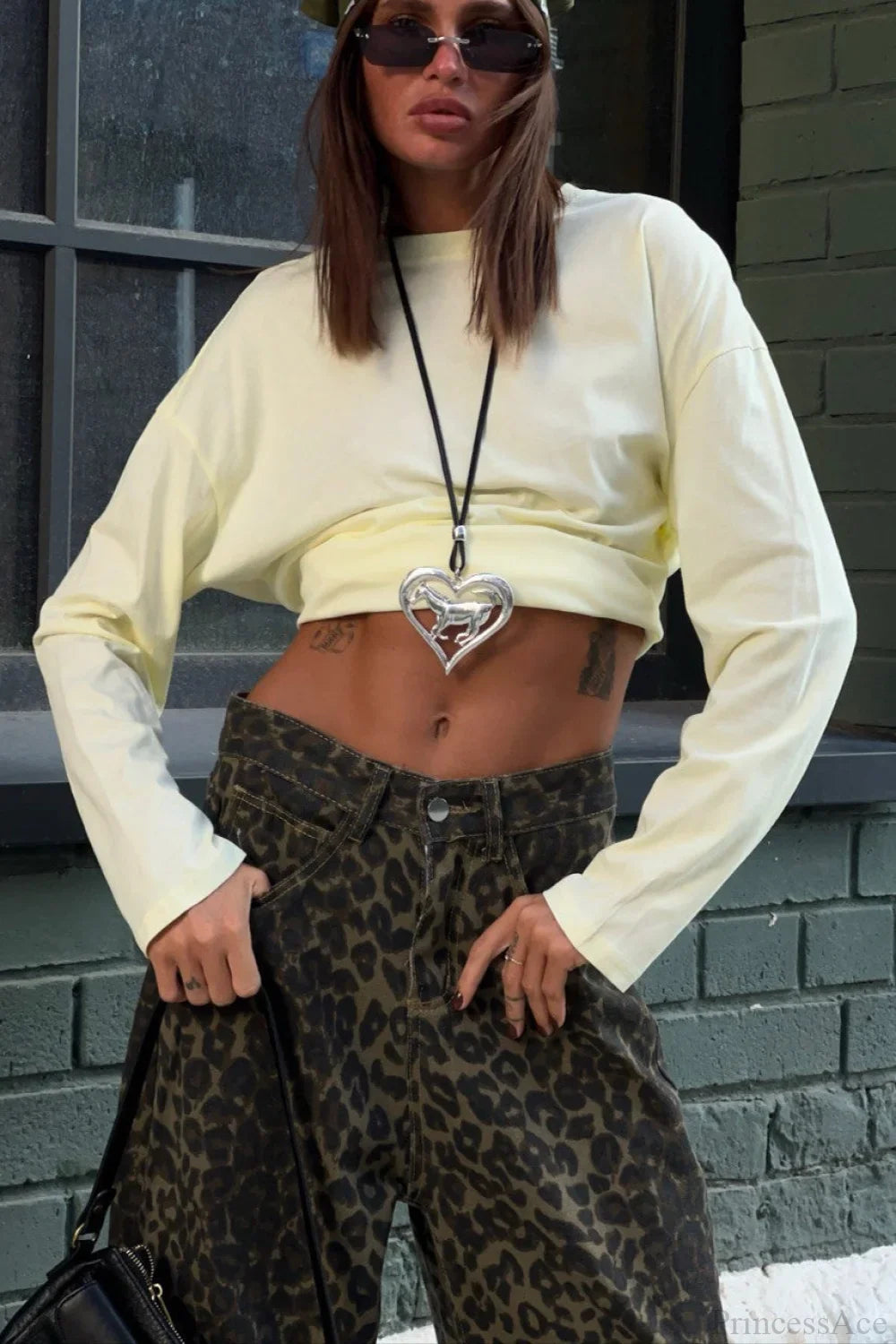 Solid Color Crew Neck Loose Casual Long Sleeve Tee image 13