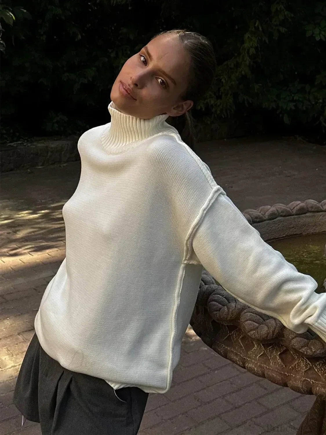 Solid Color Fashion Turtleneck Sweater image 3