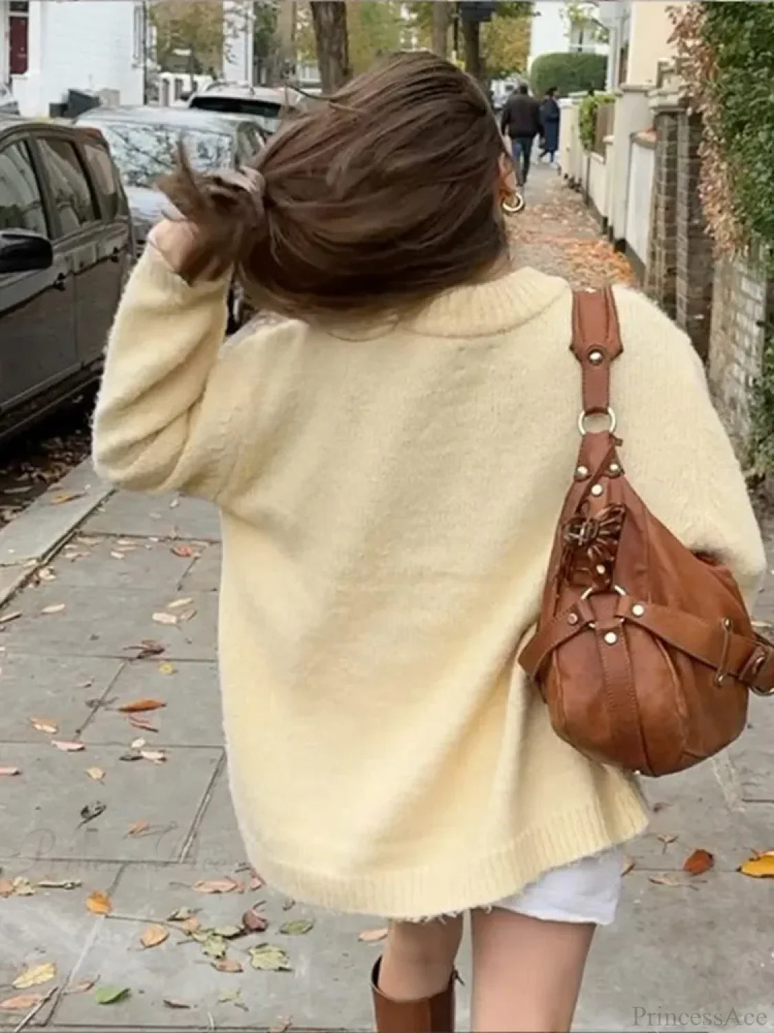 Solid Color Long Sleeve Pullover Sweater image 3