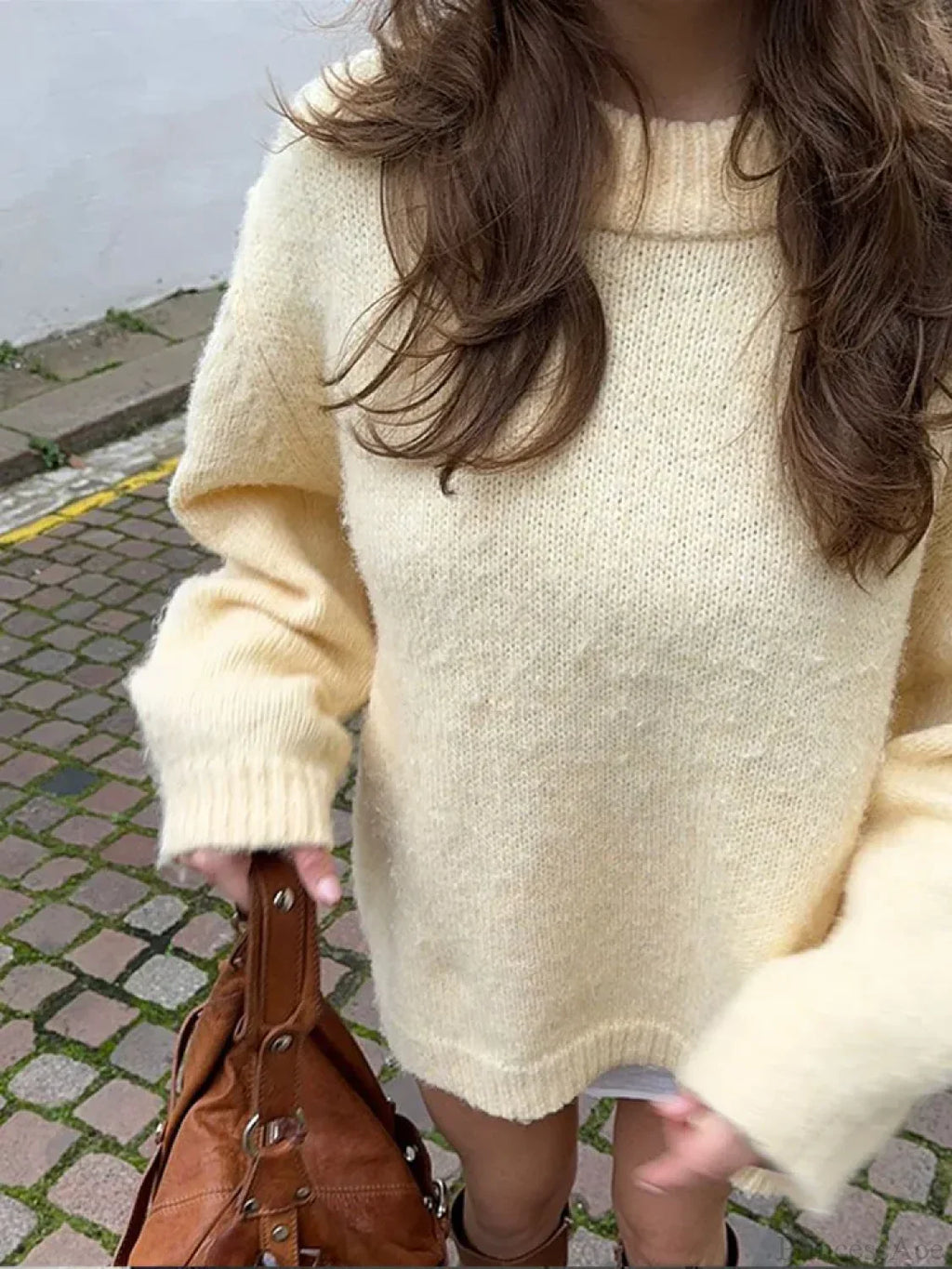 Solid Color Long Sleeve Pullover Sweater image 5