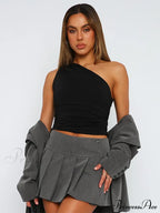 Solid Color One Shoulder Backless Candy Color Tight Sexy Sleeveless Neckless Slim Casual Tank top image 1