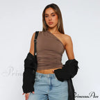 Solid Color One Shoulder Backless Candy Color Tight Sexy Sleeveless Neckless Slim Casual Tank top image 8