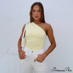 Solid Color One Shoulder Backless Candy Color Tight Sexy Sleeveless Neckless Slim Casual Tank top image 11