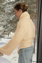 Solid Color Paneled Waist Cinched Knit Cardigan image 3