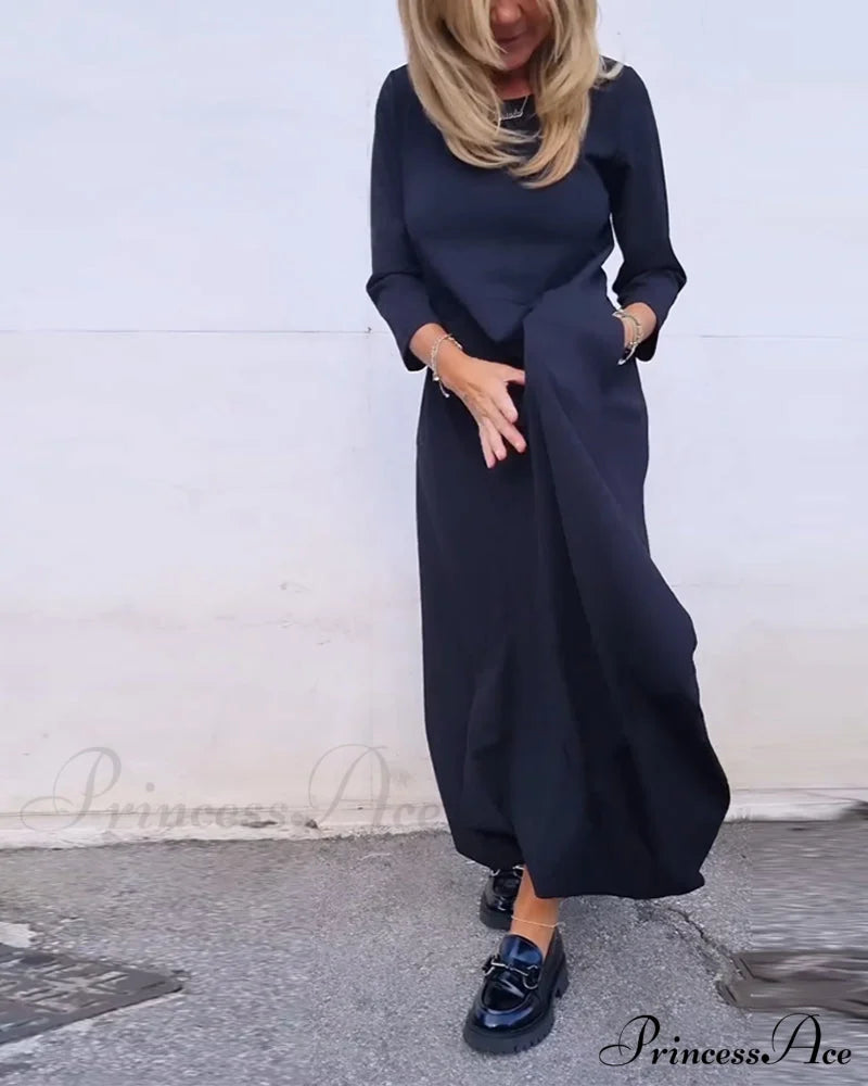 Solid Color Pocket Dress image 7