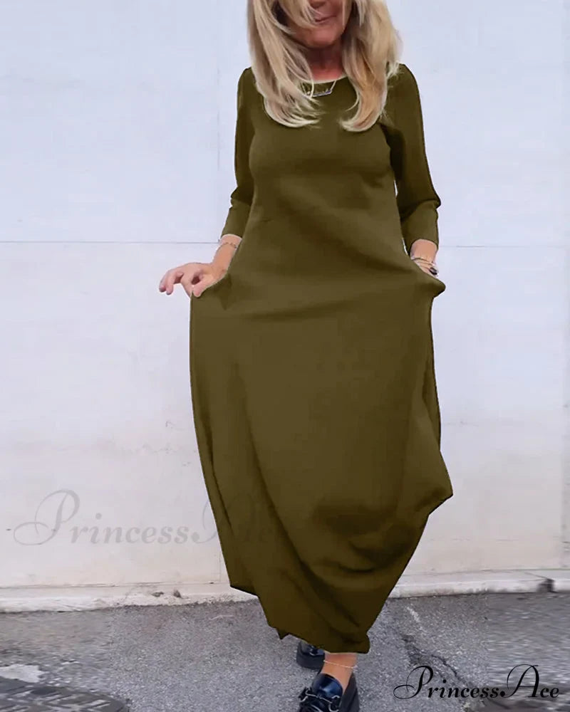 Solid Color Pocket Dress image 12