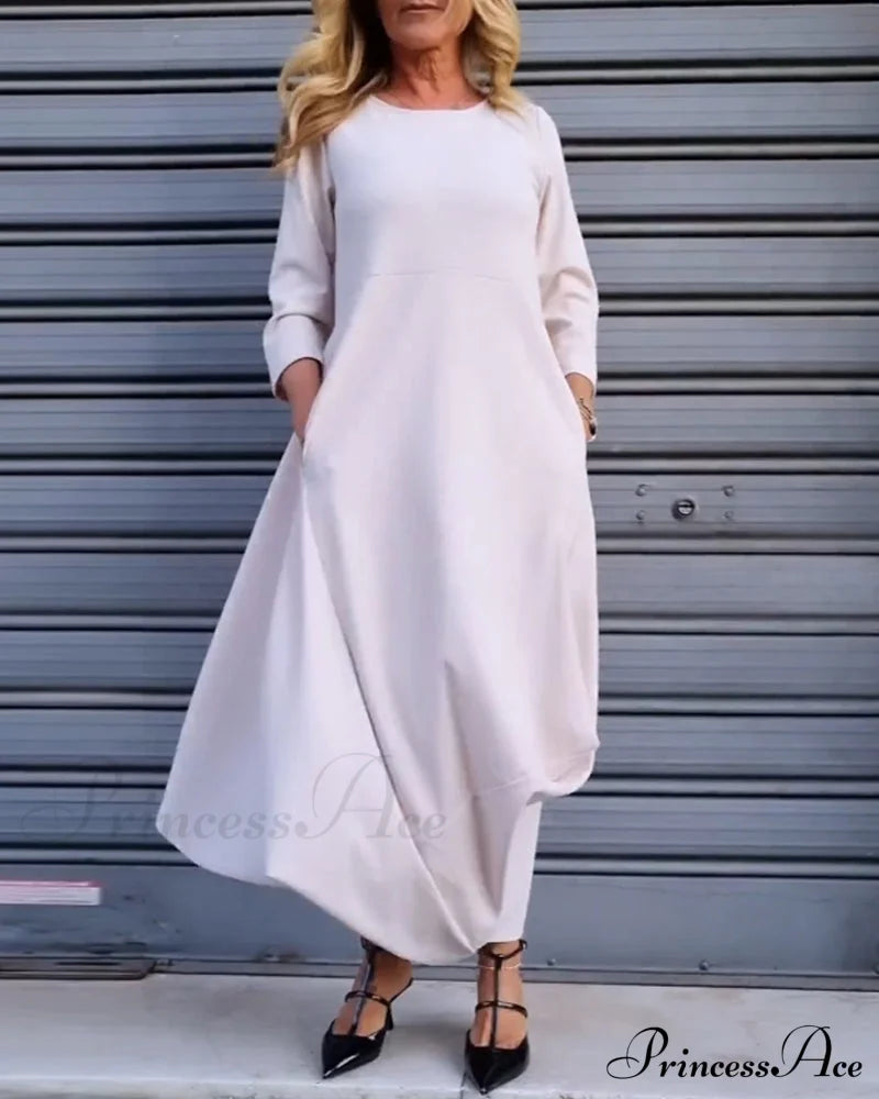 Solid Color Pocket Dress image 15