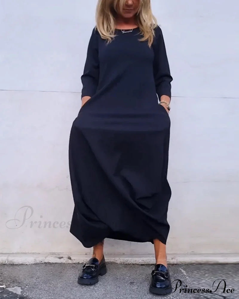 Solid Color Pocket Dress image 6
