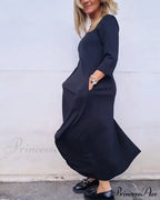 Solid Color Pocket Dress image 3