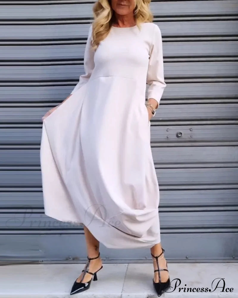 Solid Color Pocket Dress image 13