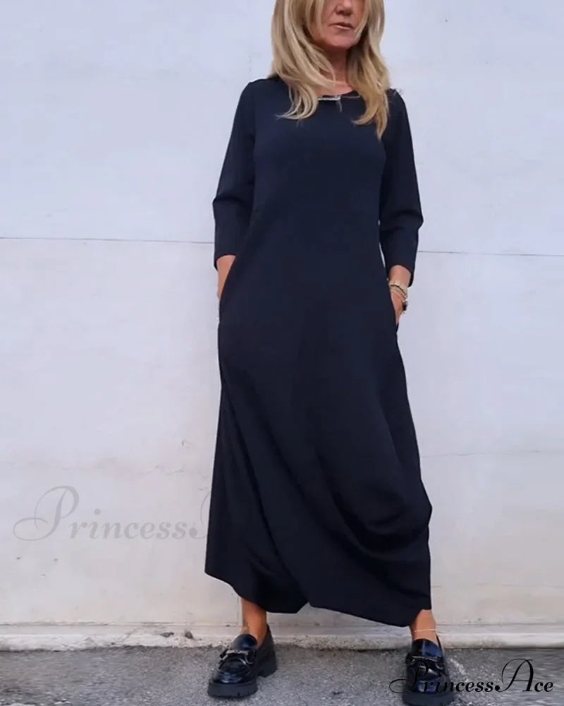 Solid Color Pocket Dress image 5