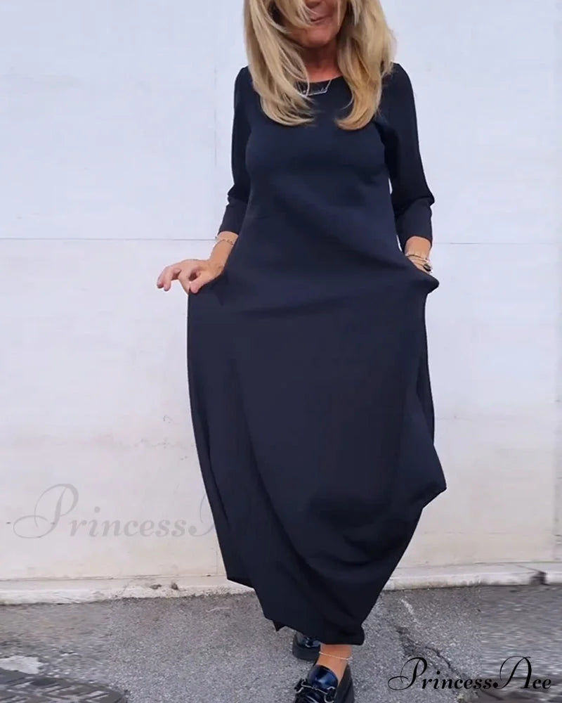 Solid Color Pocket Dress image 4