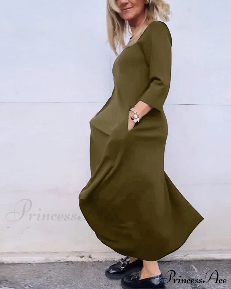 Solid Color Pocket Dress image 11