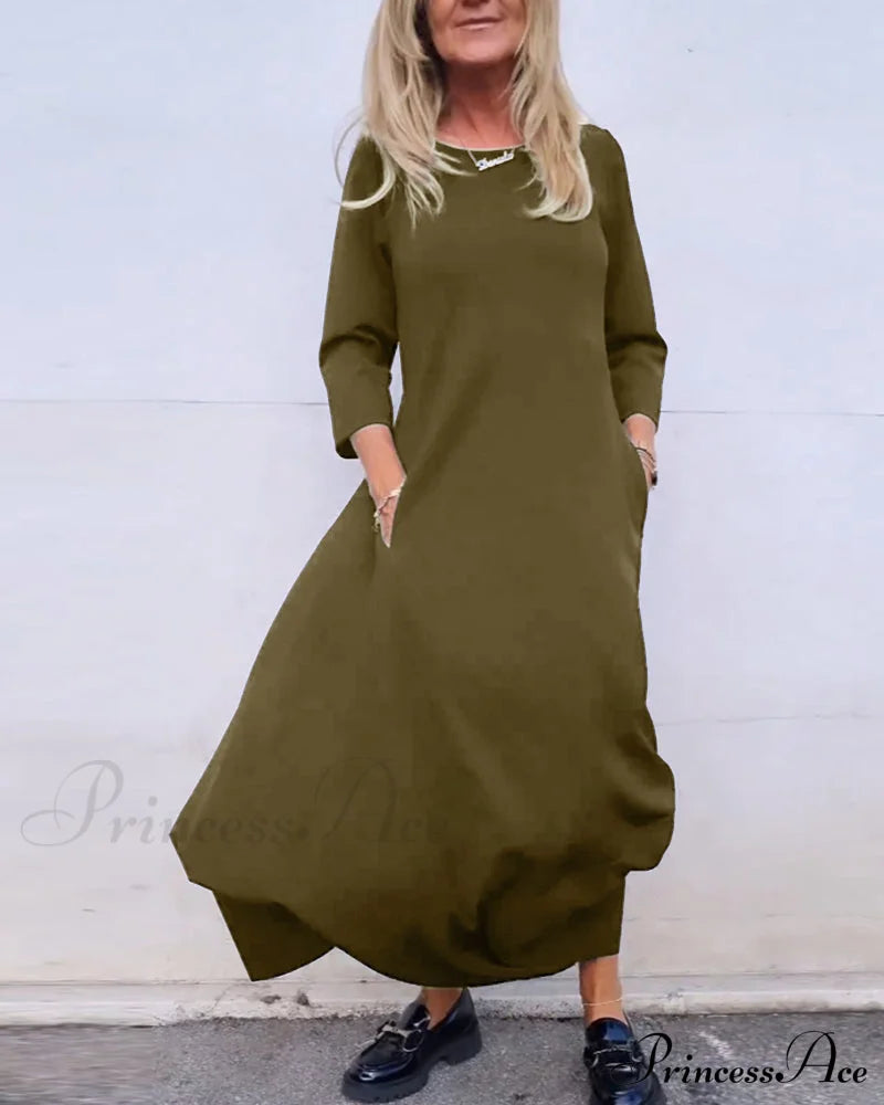 Solid Color Pocket Dress image 9