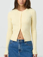 Solid Color Ribbed Long Sleeve Knit Cardigan image 4