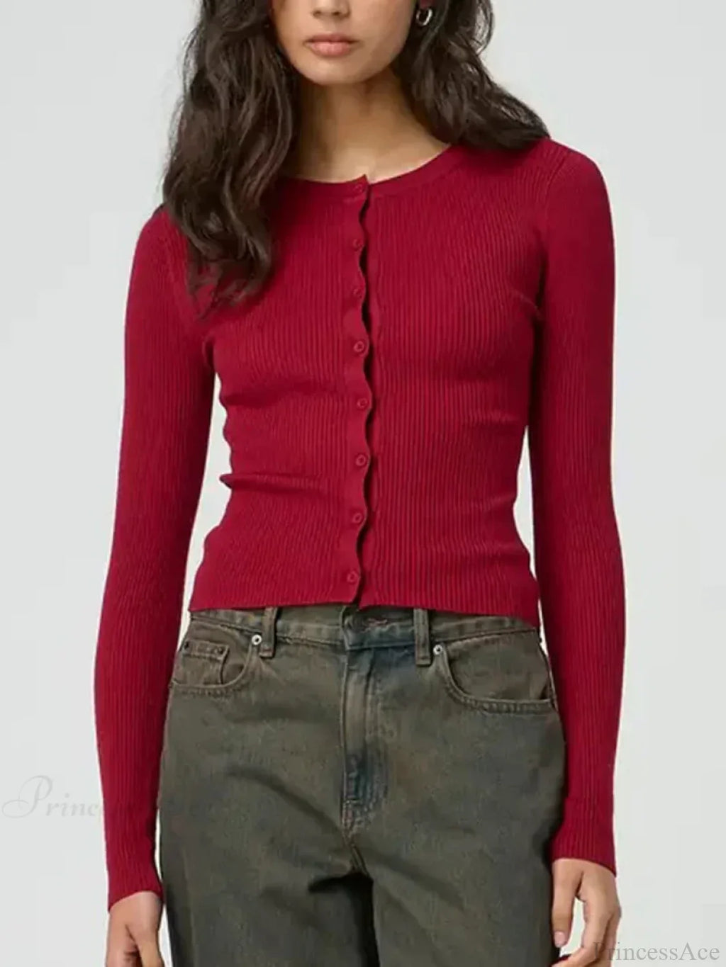 Solid Color Ribbed Long Sleeve Knit Cardigan image 3