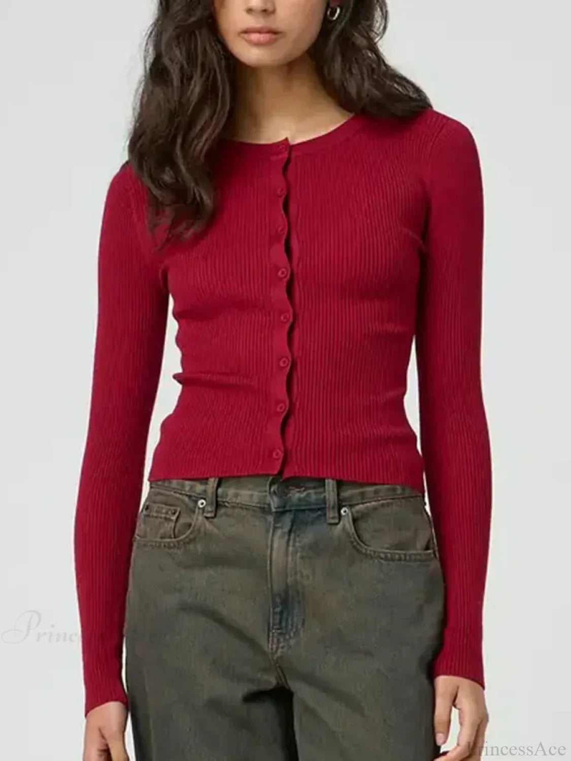 Solid Color Ribbed Long Sleeve Knit Cardigan image 3
