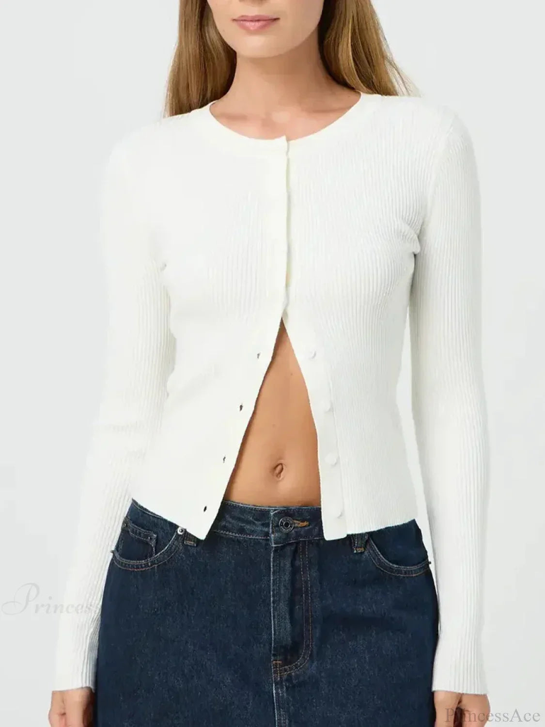 Solid Color Ribbed Long Sleeve Knit Cardigan image 2