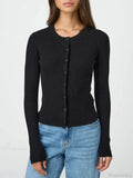 Solid Color Ribbed Long Sleeve Knit Cardigan image 1