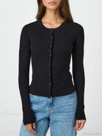 Solid Color Ribbed Long Sleeve Knit Cardigan image 1