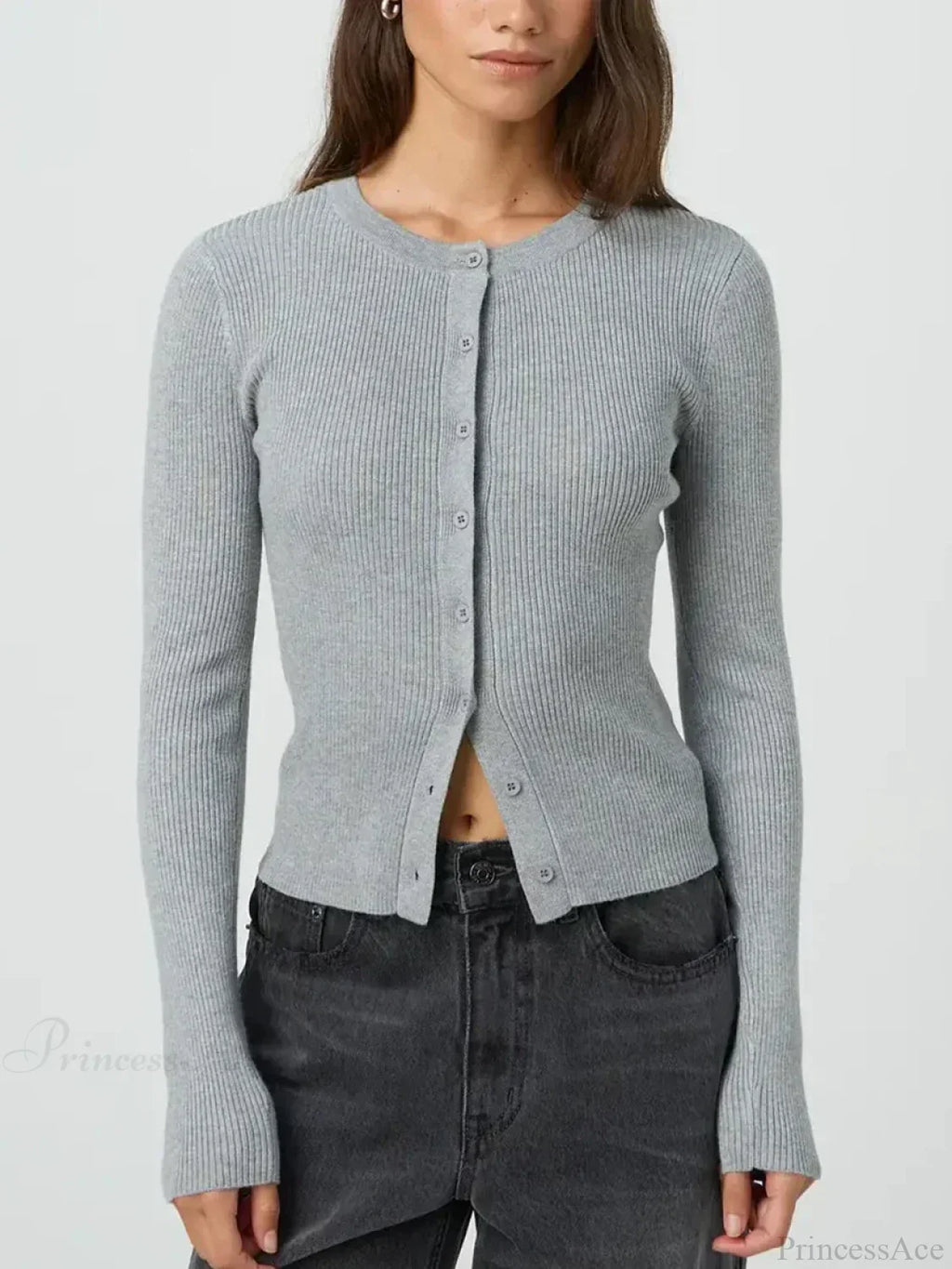 Solid Color Ribbed Long Sleeve Knit Cardigan image 11