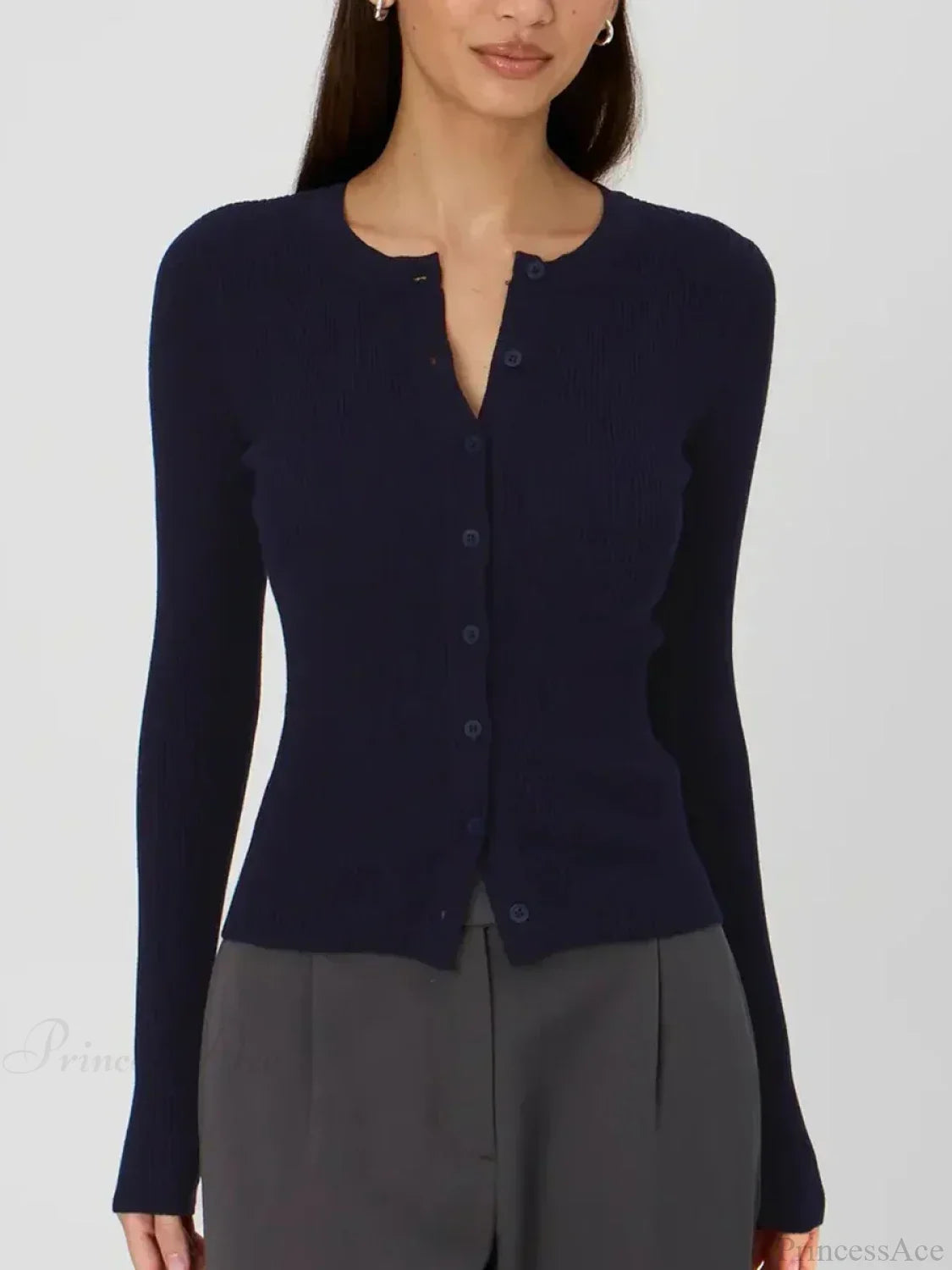 Solid Color Ribbed Long Sleeve Knit Cardigan image 12
